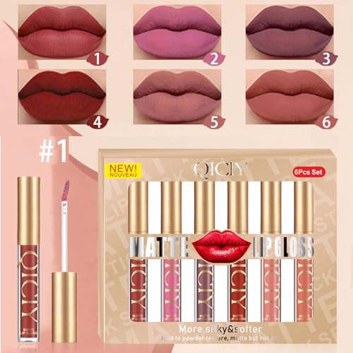 ADMD 6-Pack Velvet Matte Liquid Lipstick Set, Long-Lasting & Highly Pigmented Lip Gloss, Non-Drying Liquid Lip Stain with 6 Trendy Shades, Multi-Use as Lip and Cheek Makeup Tint — view 2