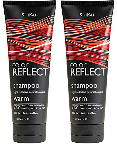 ShiKai Color Reflect Warm Shampoo (Pack of 2) with Red Henna Extract, Aloe Vera Gel, and Jojoba Seed Oil, 8 oz.