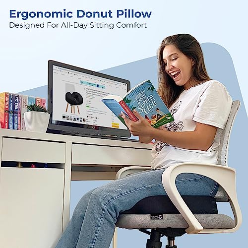 Donut Pillow Hemorrhoid Tailbone Cushion – Medium Black Seat Cushion Pain Relief For Coccyx, Prostate, Sciatica, Pelvic Floor, Pressure Sores, Pregnancy, Perineal Surgery, Postpartum Recovery #TOP1