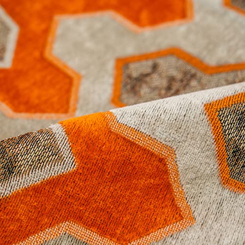 Alerfa Square Pillow Geometric Stripes Embroidery Cut Velvet Cushion Case Luxury Modern Throw Pillow Cover Decorative Pillow for Couch Sofa Living Room Bedroom Car 20 x 20 Inch Orange by Alerfa - Used condition - Image 8
