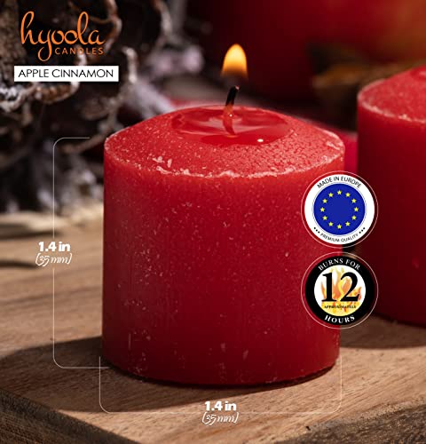 Image of HYOOLA Scented Votive Candles - Apple Cinnamon Votive Candles -12 Hour Burn Time - 9 Pack - European Made