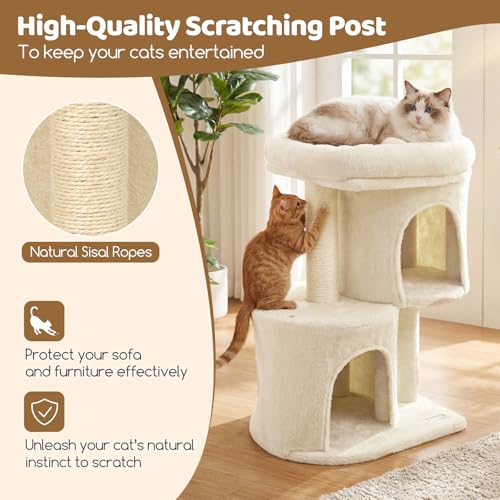 Torre para gatos DORTALA beige 26 pulgadas con 2 refugios miniatura 4
