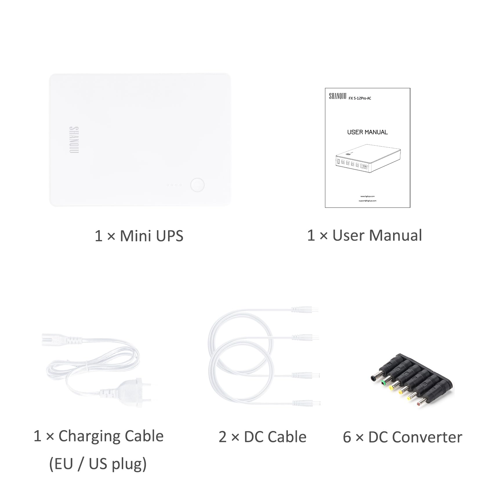Mini UPS Gruppo di continuità per router, modem, fotocamera con ingresso AC uscita USB 5V DC 5V 9V 12V 3A (74Wh bianco)