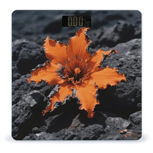 Báscula de baño digital Orange Flowers con vidrio templado miniatura 1