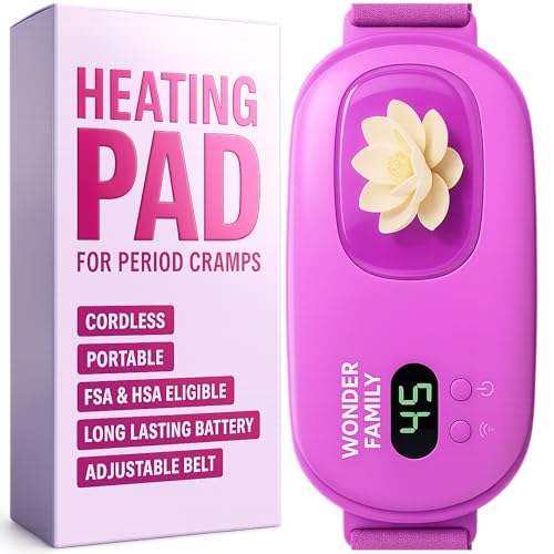 Heating Pad for Period Cramps – FSA HSA Eligible Portable Electric Reusable Massager for Cramps Relief – Cordless Wearable Rechargeable USB Heating Belt for Menstrual Pain, Back, Abdomen, Travel