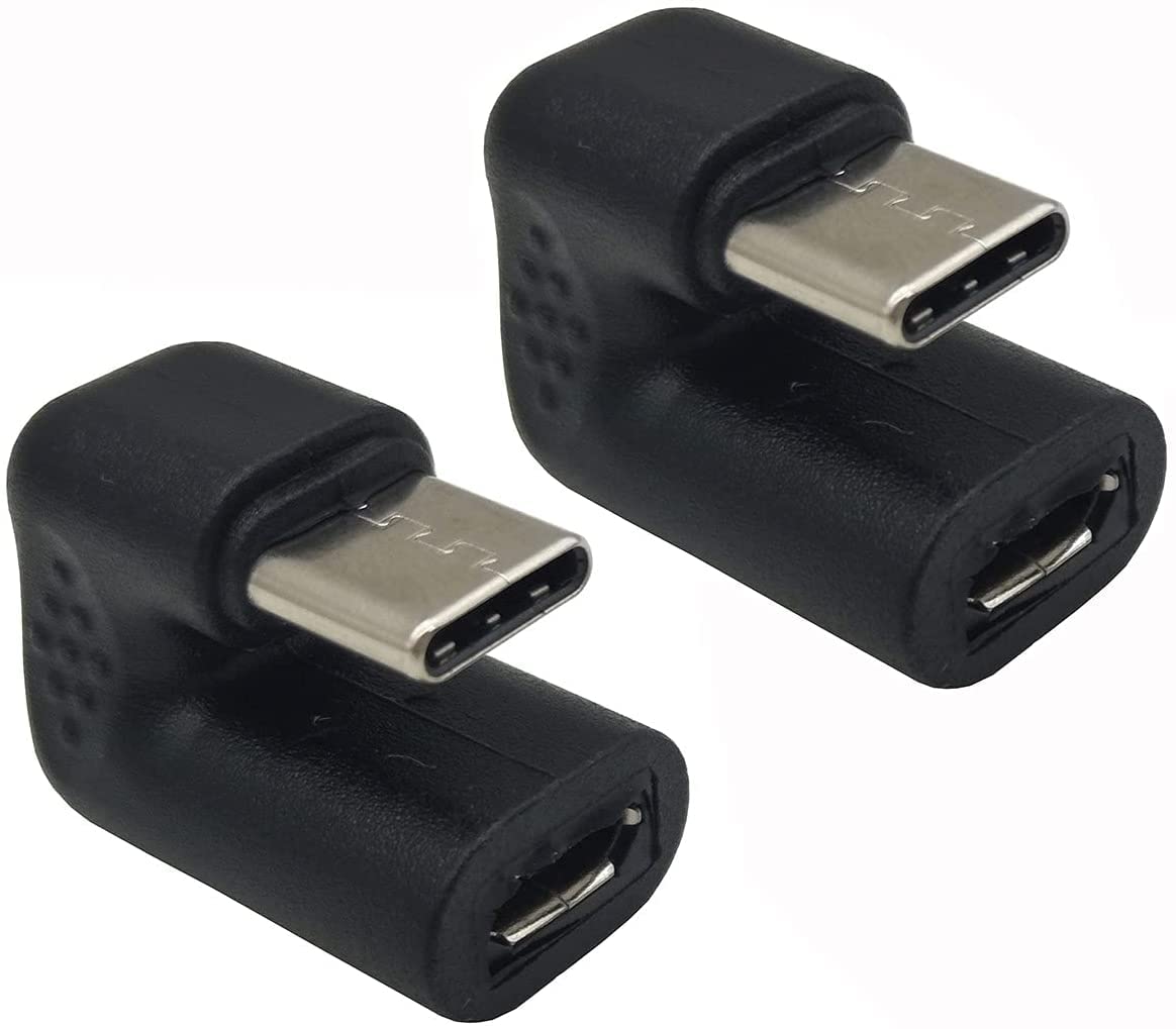 U Shape Adapter, 180 Degree USB Type C Male to USB Micro Female Charging Convertor Adapter, for Laptop & Tablet & Mobile Phone [only Charging] (2 Pack)
