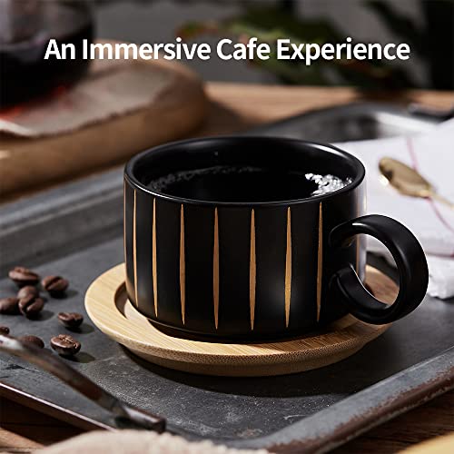 Porcelain Espresso Cup With Saucer And Metal Stand,Luka 6 Ounce Stackable Ceramic Demitasse Espresso Mugs Cappuccino Cups Set For Latte,Coffee,Cafe Mocha,Tea(Set Of 4) #TOP6