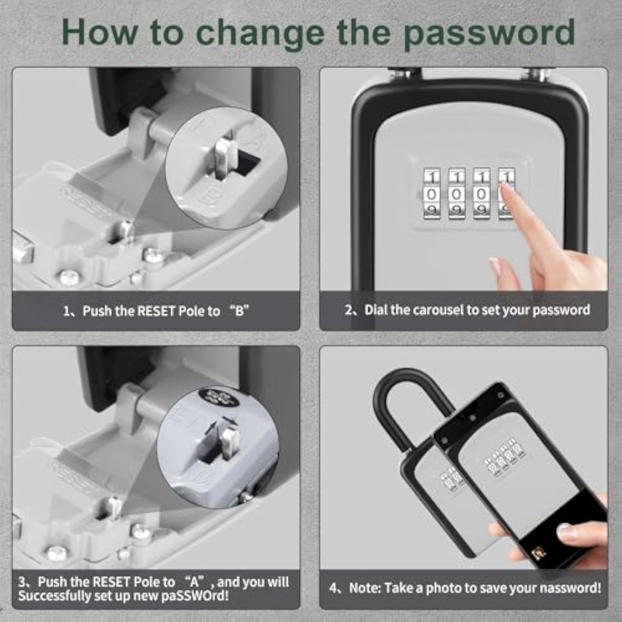Weatherproof Key Lock Box with 4 Digit Combination