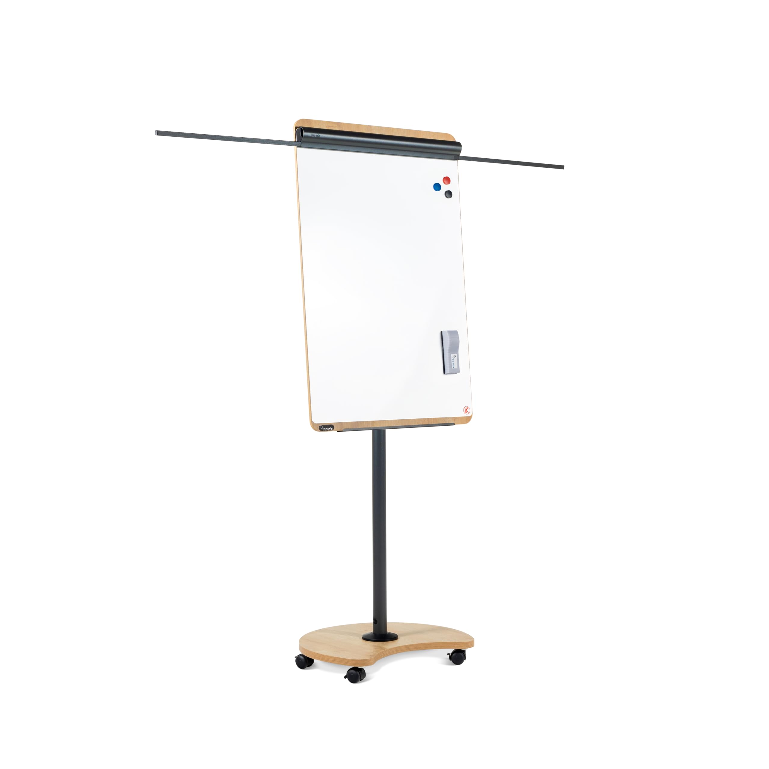 Rocada | Pizarra Magnética con Caballete Móvil - Rotafolios con Ruedas - Convertible en Mesa - Regulable en Altura - Marco Madera - 69 x 160-200 x 62 cm