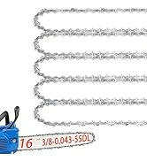 5-Pack 16-inch Chainsaw Chains 3/8 LP Pitch .043" Gauge 55 Drive Links, Fit Stihl MS170, MS171, M...