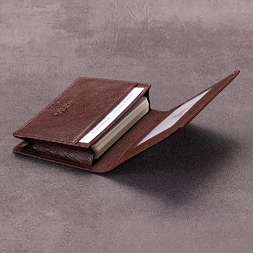 Image of HISCOW Business Card Holder with Large Compartment - Full Grain Leather