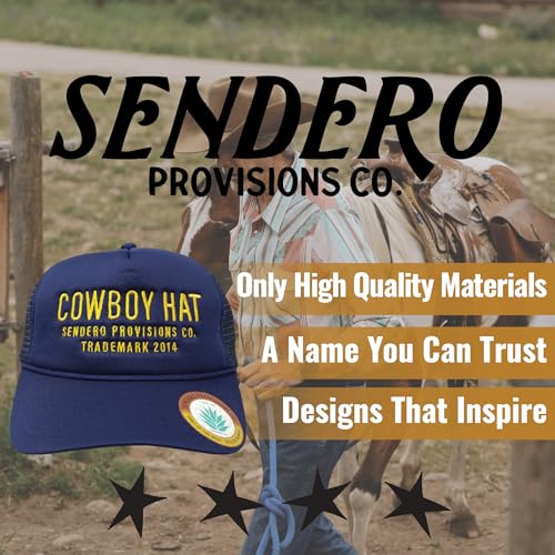 Image of Sendero Provisions Co. Cowboy Adjustable Snapback Foam Trucker Hat with Embroidered Design & Mesh Back for Breathability