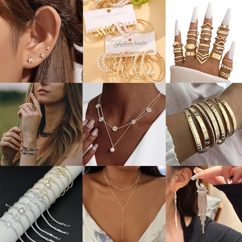 Fashion Mystery Jewelry Jar Set, 30+ elementów, mieszana niespodzianka, zestaw na biżuterię dla kobiet, zestaw prezentowy, w tym naszyjnik, kolczyki, pierścionek i bransoletka, wyjątkowy prezent
