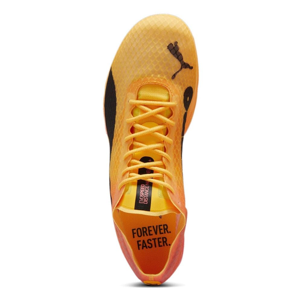 Puma Unisex Evospeed Distance Nitro Elite+ 4 Scarpe da Corsa Spikes Sun Stream/Sunset Glowsun Stream/Sunset Glow/Puma Blacksun Stream/Sunset Glow/Black - Arancione 42