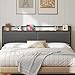 YATINEY King Size Headboard Only, Upholstered King Headboard with Charging Station, Head Board with Open Storage, Height Adjustable, Vintage Style, Sturdy and Stable, Rustic Brown, Gray and Black