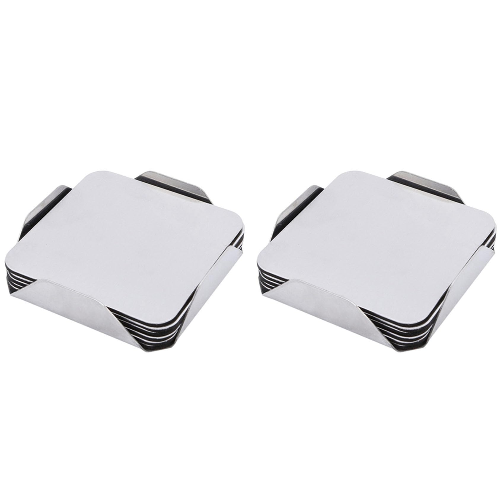 Hndhbfgrt 12X Coasters - Stainless Steel Holder with Coaster Set -Drink Milk Coffee Tea Cup Mugs Holders Square