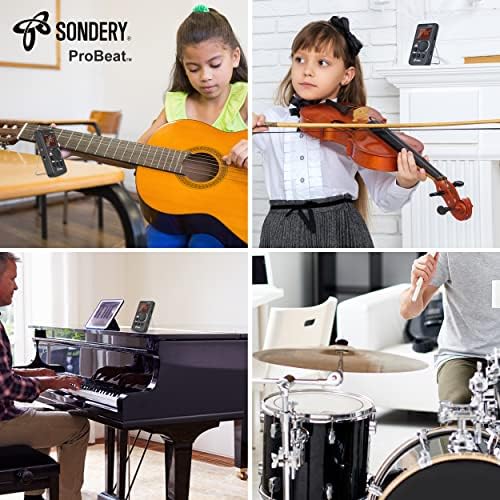 Sondery Digital Metronome for Guitar Piano Drum and All Instruments, Timer Function, Beat by Woman Vocal and 3 Different Sounds, Chargeable Li Battery Inside