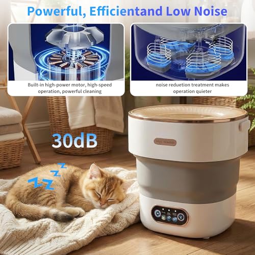 Mini Waschmaschine, 13L 2 in 1Faltbare Klein Waschmaschine Camping Mit Schleuder, Abnehmbarer Trockenkorb, 3 Modi Tiefenreinigung Portable Washing Machine Für Schlafsäle, Wohnmobil, 2,5 kg Leicht