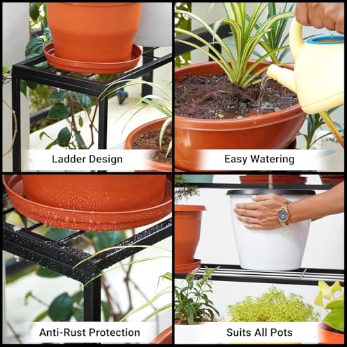 Image of Indoor /Outdoor Metal Planter Stands for Flower Pots - Space Saving Design - 100kg Load Capacity