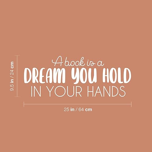 Miniatura 3 de Calcomanía de vinilo para pared, diseño de libro es un sueño que tienes en tus manos, 9.5 x 25 pulgadas, calcomanía inspiradora de moda con cita