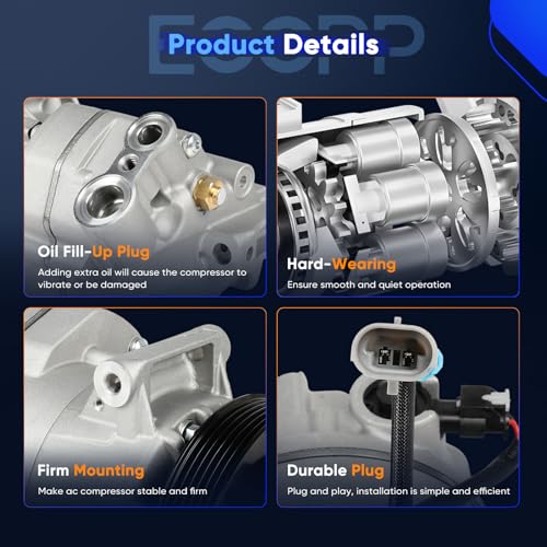 Image of ECCPP AC Compressor 2010-2011 Fit for Chevrolet Cruze 1.8L | Low Vibration AC Compressor with Clutch Rapid Cooling