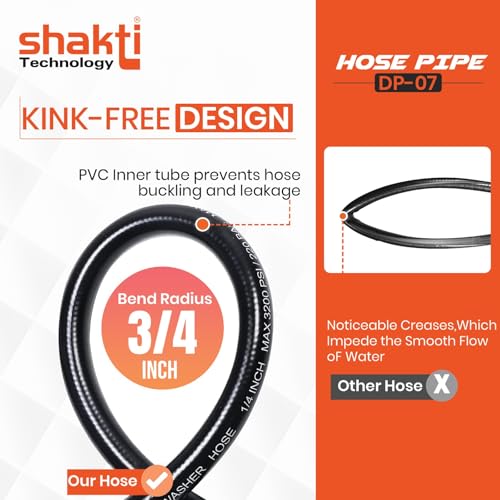 Image of Shakti Technology 10 Meter Hydrolic Pipe For Pressure Washer - Steel Braided Output Hydraulic Hose Pipe - 3200 PSI Pressure Washer Pipe - Suitable For M22 inch Brass Connector