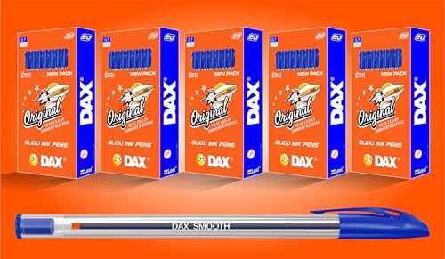 Image of Lexi Dax Smooth 100 BallPens Ball Pen I 0.7 mm Blue Ballpen I Blue Ink Color Pens Pack of 20 Pens 5 Set of 20 Pen Box