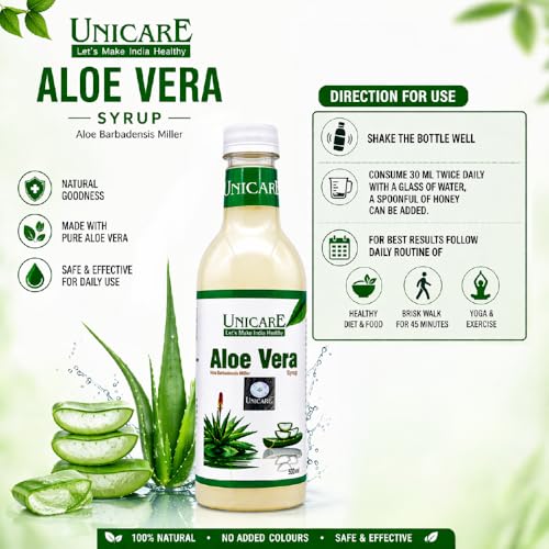 Image of Unicare Aloe Vera Juice | Natural Detox Drink for Digestion & Liver Support | Boosts Immunity & Energy | Supports Skin & Hair Health | No Added Sugar, No Chemicals | Pack of 3 | 500ml
