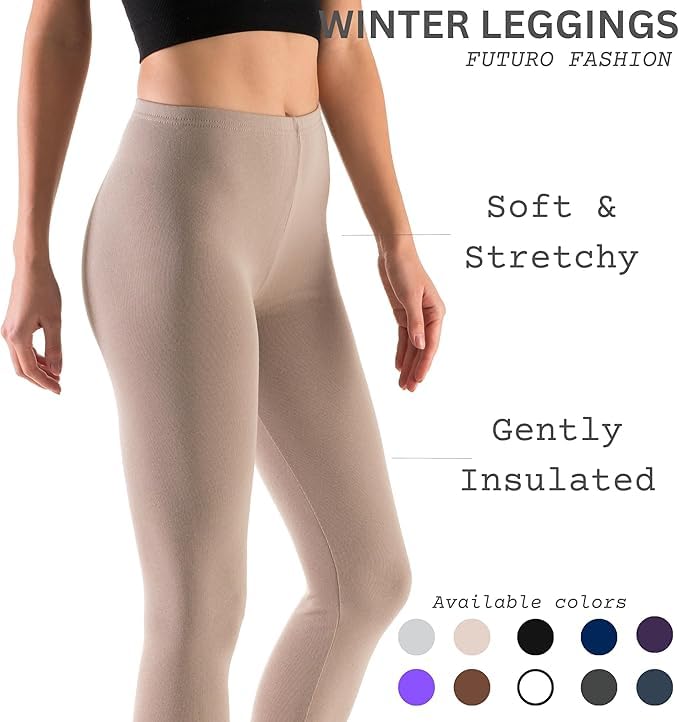 FUTURO FASHION Winter Fleece Gevoerde Leggings voor Vrouwen Thermische Warme Leggings voor Vrouwen UK Fleece Gevoerde Dames Broek Elastische Mid Taille Dagelijks Yoga Gym Wandelen Dames Leggings, Maat - Afbeelding 6
