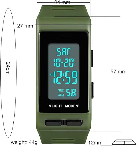 Miniatura 3 de Moda unisex números grandes rectángulo cara al aire libre deporte reloj de pulsera para hombre señoras impermeable día fecha Aralm cronómetro reloj