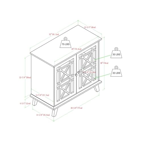 Walker Edison Wood Kitchen Accent Buffet Sideboard Entryway Serving Storage Cabinet With Doors Entryway Kitchen-Dining Room Console Living Room, 32 Inch, Blue #TOP2