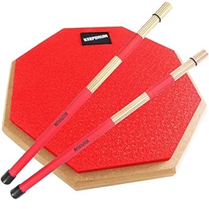 keepdrum DPRD Practice Pad Drum Pad 8″ Rood SV1 Rods 19 staven drumsticks