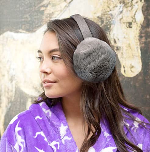 Livingston Fuzzy Earmuffs Simple Grey Ear Muffs Winter Women Fluffy Ear Muffs For Women Winter Furry Ear Warmers For Men Foldable Ear Muff, Dark Grey #TOP3