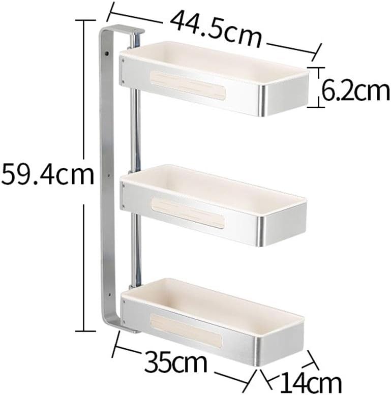 Wall Shelf Decor Rack Wall-Mounted Multifunctional Kitchen Shelves Corner Rotation Flavor Spice Rack Storage Shelf Save Space Storage Shelf (Color : White, Size : Four) (White Three)