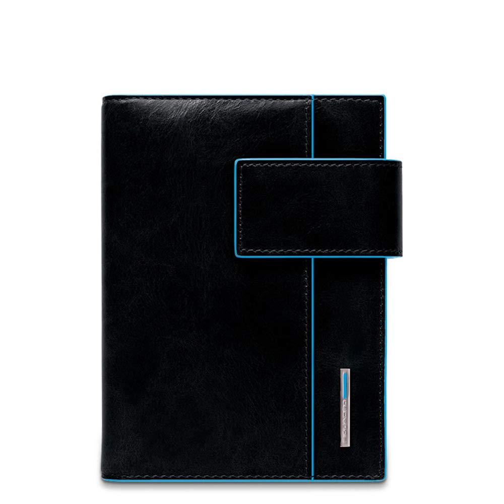 PIQUADRO - Agenda Organizer Grande in Pelle Blue Square - Unisex - Mogano | Portapenne integrato, Tasche interne, Ufficio, Appunti, Organizzazione