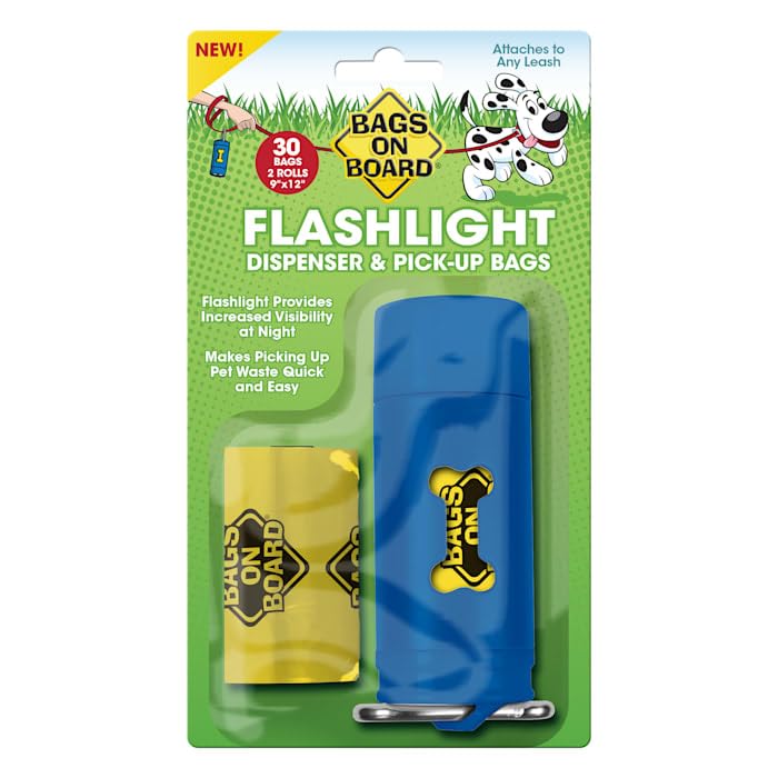 Image of Bags on Board Flashlight Dispenser & Pickup Bags Refill for Dogs, 30 Bags