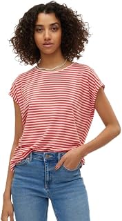 Women's Vmava Plain Ss Top Stripe Ga JRS Noos T-Shirt