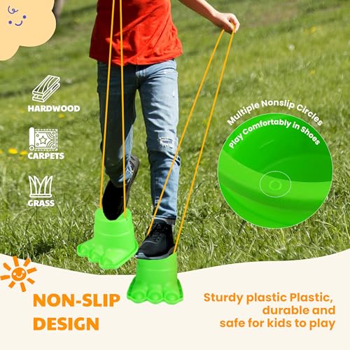 Image of IROO Balancing Stilts for Kids, 4 Pairs Walking Monster Feet for Balance and Coordination, Toys for Girls & Boys Age 4-10 Years Old Indoor or Outdoor Play (8 Total)