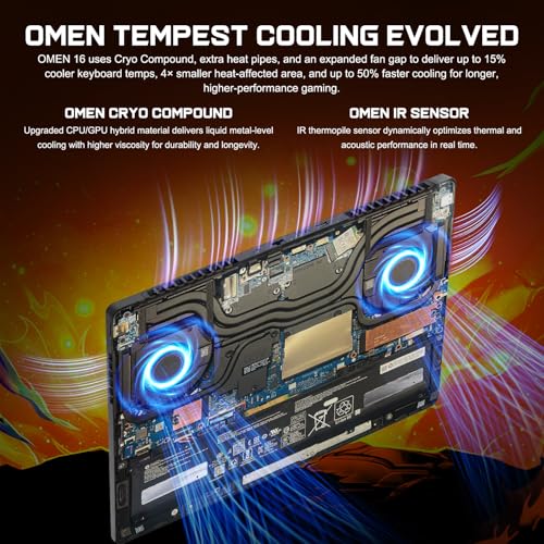 Image of HP Omen RTX 5060 Gaming Laptop, 16.1 inch FHD+ 144Hz, AMD Ryzen 9 8940HX, 64GB DDR5 RAM, 4TB SSD, RGB Backlit KB, RJ-45, Bundle with Thunderobot 7 in-1 USB-C Hub, Black, Windows 11 Home