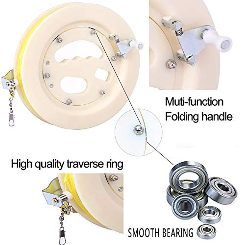 Glow Castle Kite Professional Outdoor Kite Line Winder Winding Reel Grip Wheel with Flying Line String Flying Tools with Lock-White (8.5 inch)