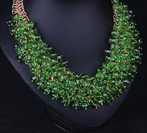 Hamer Women's Green Bib Choker Statement Necklace Gold Plated Chain Pendant Jewelry For Women Party Use #TOP4