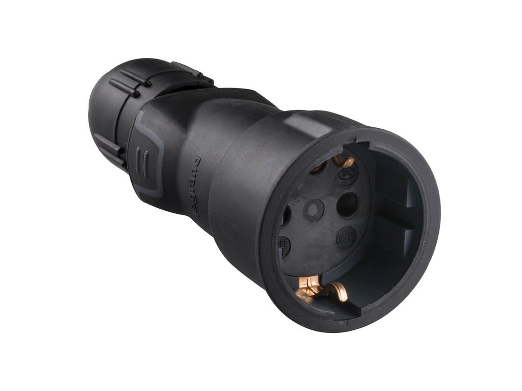 Legrand, 050341 Prise professionnelle avec presse-étoupes en caoutchouc noir, entrée avec prise de terre, base 2 pôles + terre 1