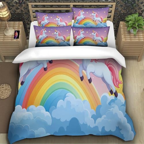 Linge de lit licorne infroissable 140x200 anti-acarien pour un couchage d'enfant sain - 5