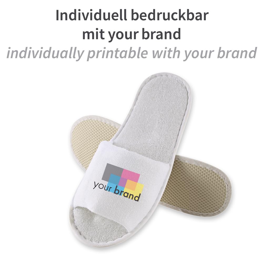 FRANZ MENSCH 200 Stück Hygonorm Slipper Classic, offen | Polyester, Box, white, universal, standard, L: 28.5cm, B: 11cm, Hotelslipper, Einweg-Hausschuhen, Gästeschuhe