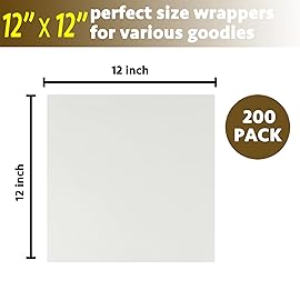 CAMKYDE Deli Paper Sheets 12 X 12 200PK, Grease Proof Sandwich Wrapping Paper (White)