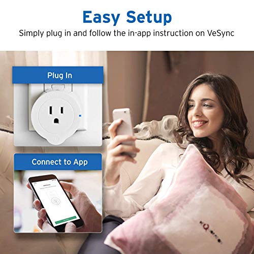 VeSync Smart Plug by Etekcity, 2 Pack Mini WiFi Outlets, Works with Alexa, Google Home & IFTTT, Remote Control from Anyw - Additional View