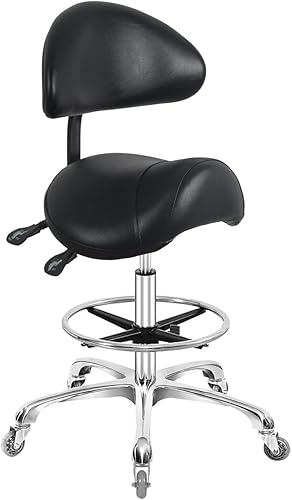 Silla de montar con reposapiés de apoyo trasero, resistente (350 libras), silla giratoria hidráulica ajustable para salón, spa, belleza, masaje,