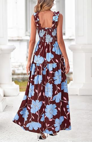Image of BTFBM Dresses for Women Summer 2026 Formal Sleeveless Smocked Floral Long Wedding Guest Dress Party Spring