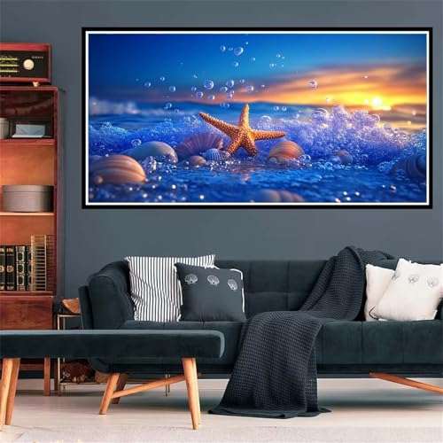 5D Diamond Painting Spiaggia Diamond Painting Kit Completo Conchiglia Diamond Painting Grandi Dimensioni 90x180cm, Full Diamantini Crystal Art Bambini Painting Kit for Wall Decor, Regalo Donna Z-1038