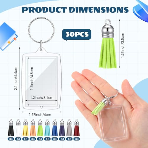 Image of Yaomiao Acrylic Photo Keychain with Tassel Clear Blank Custom Keychain Frame Holder Insert Picture Keyring Making Kit